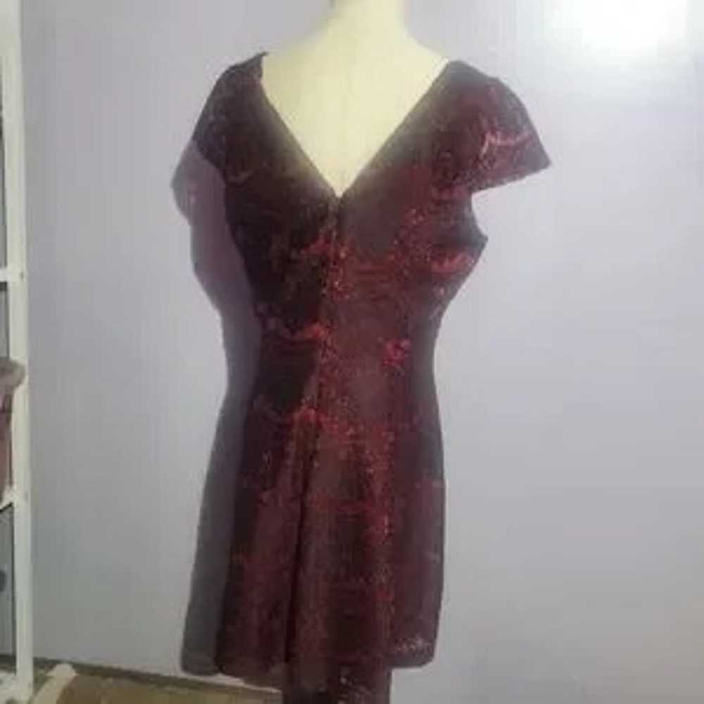 Kensie red metallic fit and flare dress size 14 - image 2