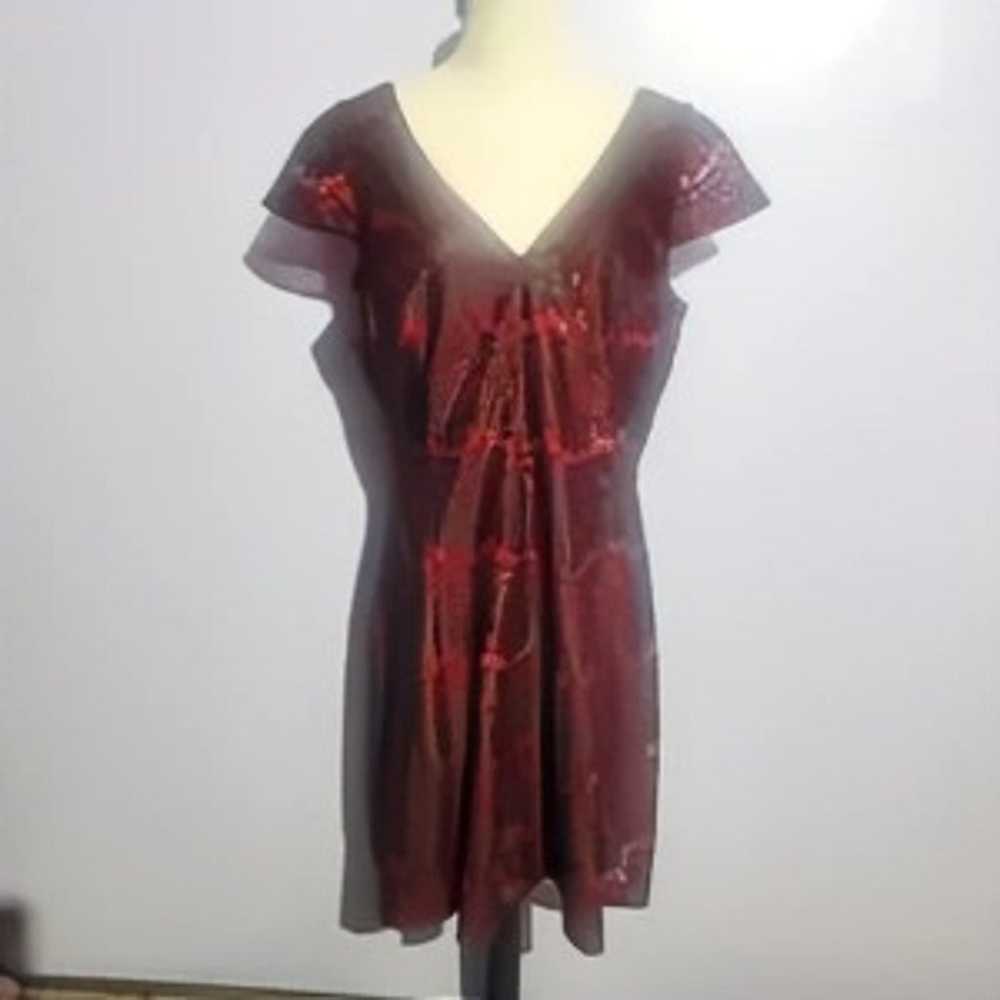 Kensie red metallic fit and flare dress size 14 - image 5