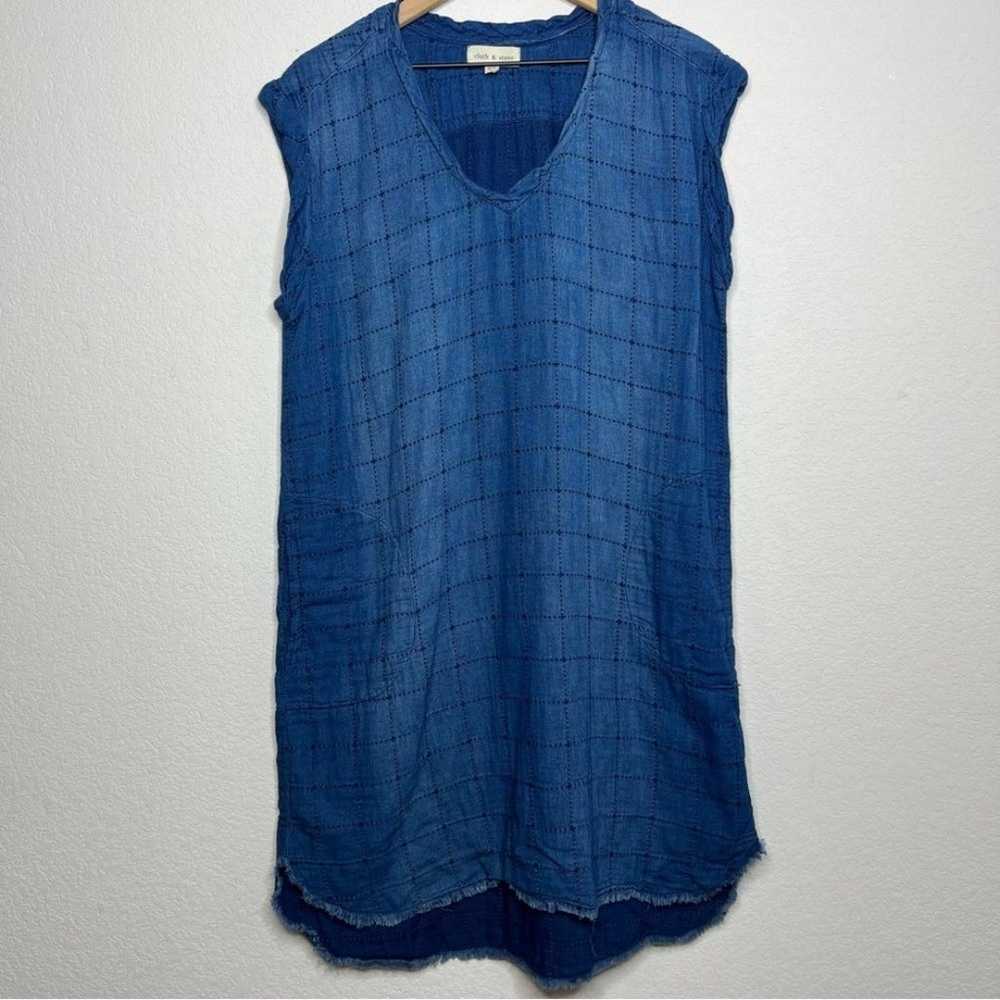 Anthropologie Cloth & Stone Dress XL Blue Chambra… - image 2
