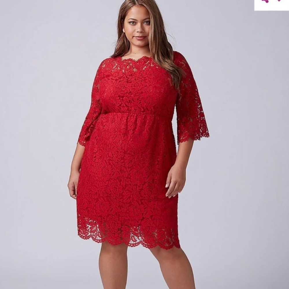 Lane Bryant Red Lace Fit and Flare Dress 20 - image 1