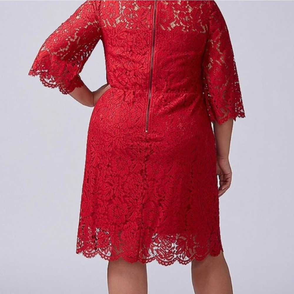 Lane Bryant Red Lace Fit and Flare Dress 20 - image 2