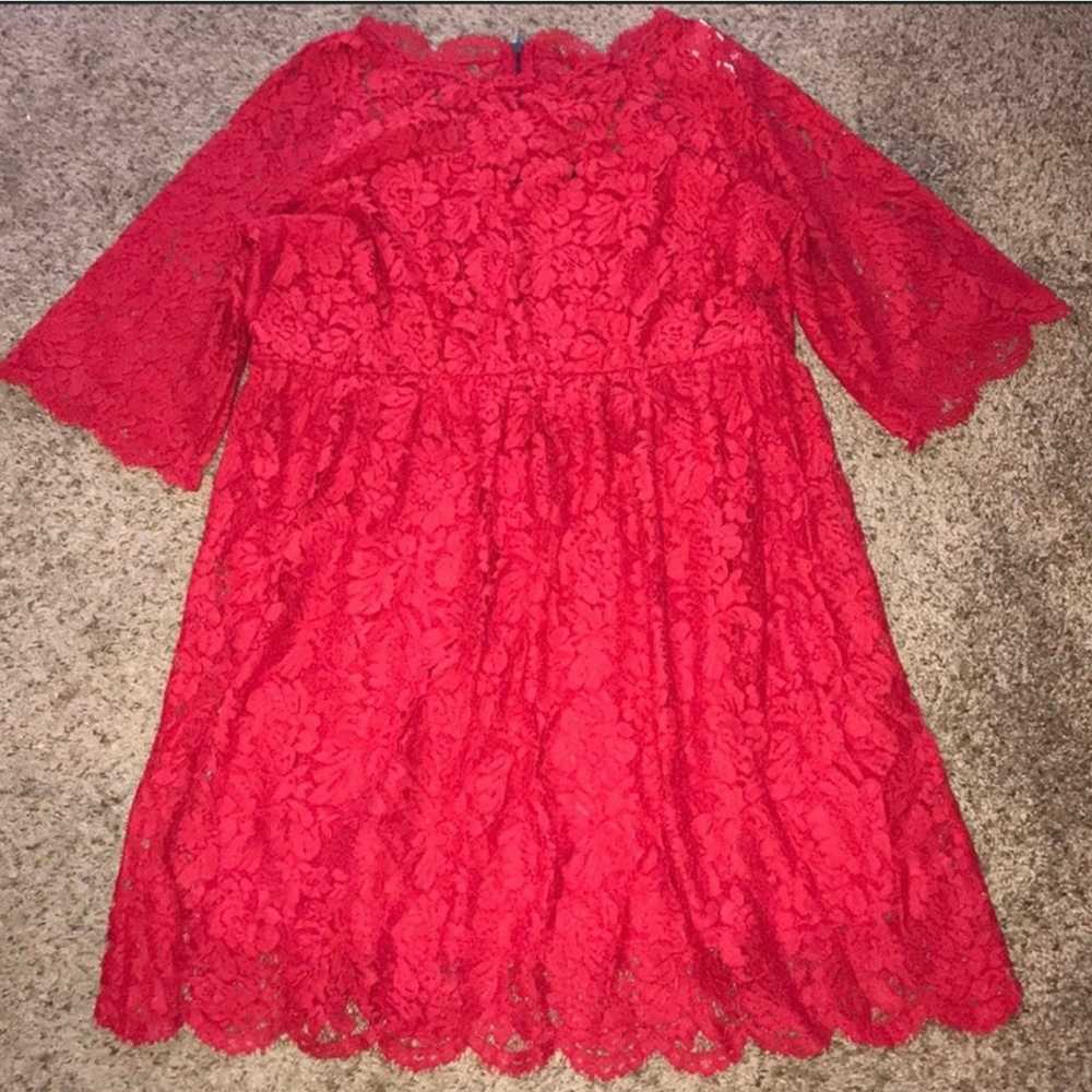 Lane Bryant Red Lace Fit and Flare Dress 20 - image 4