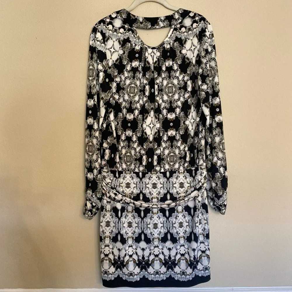 Cache Black Geometric Jewel Print Drape Dress Siz… - image 2