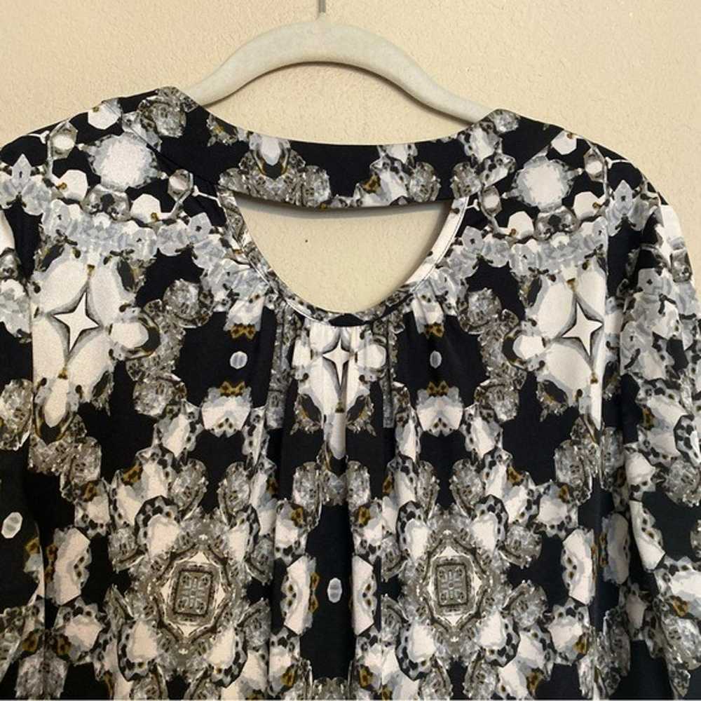 Cache Black Geometric Jewel Print Drape Dress Siz… - image 4