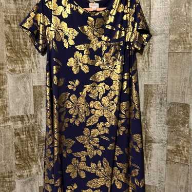 LuLaRoe navy and gold elegant dress medium
