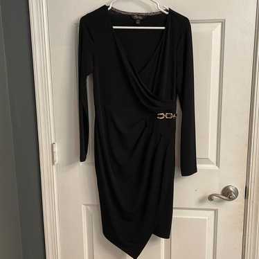 Thalia Sodi Black Long Sleeve dress with gold acc… - image 1