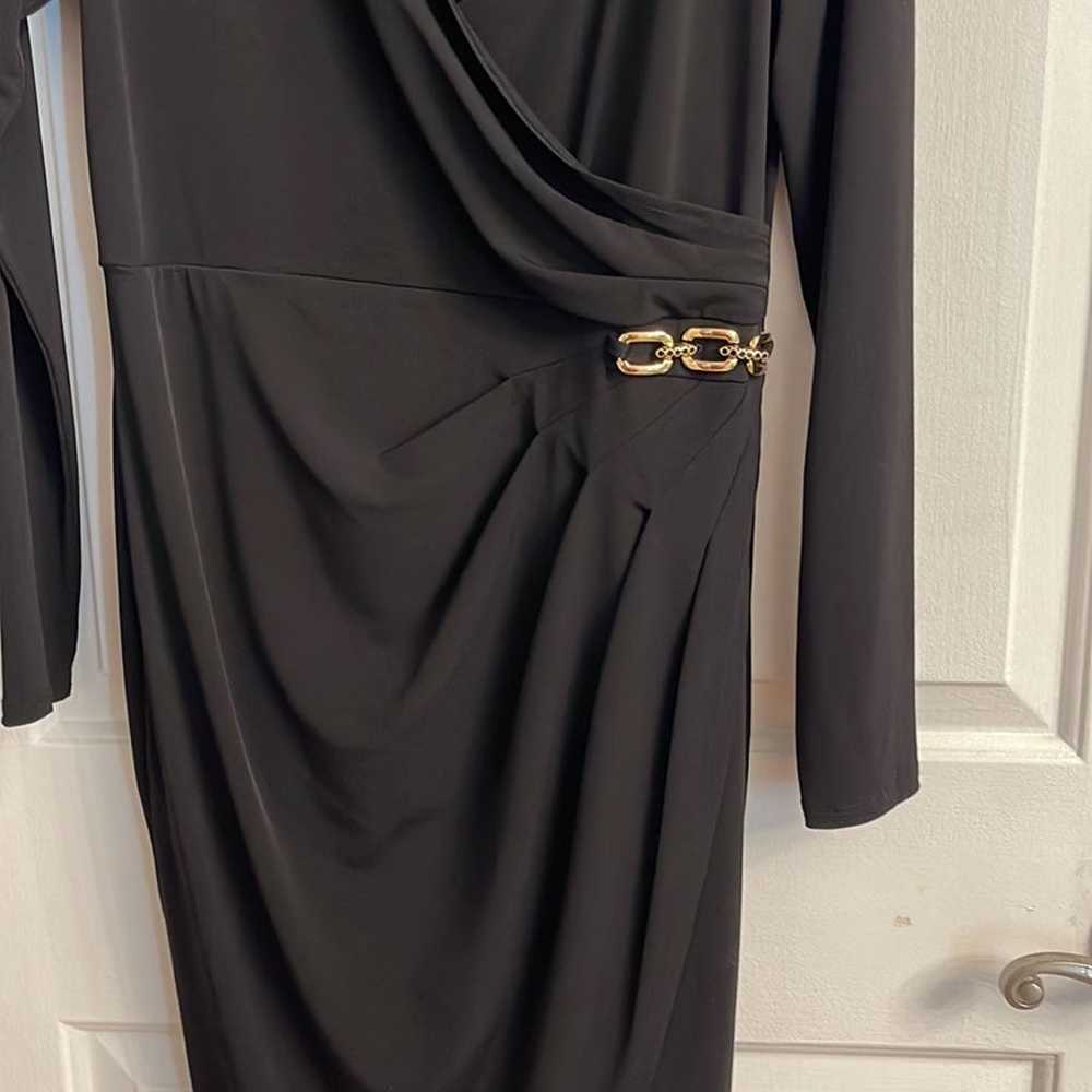 Thalia Sodi Black Long Sleeve dress with gold acc… - image 3