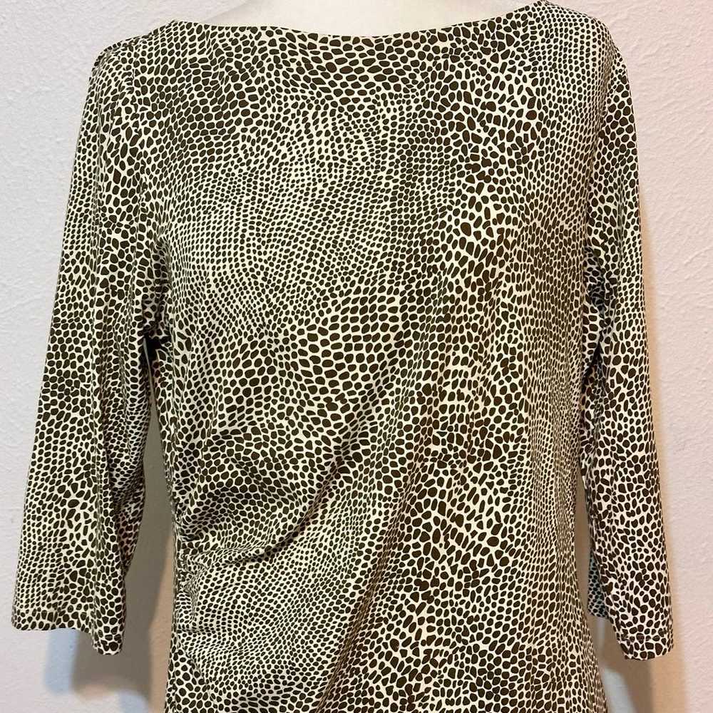 J McLaughlin Size L Animal Print 3/4 Sleeve Cream… - image 2