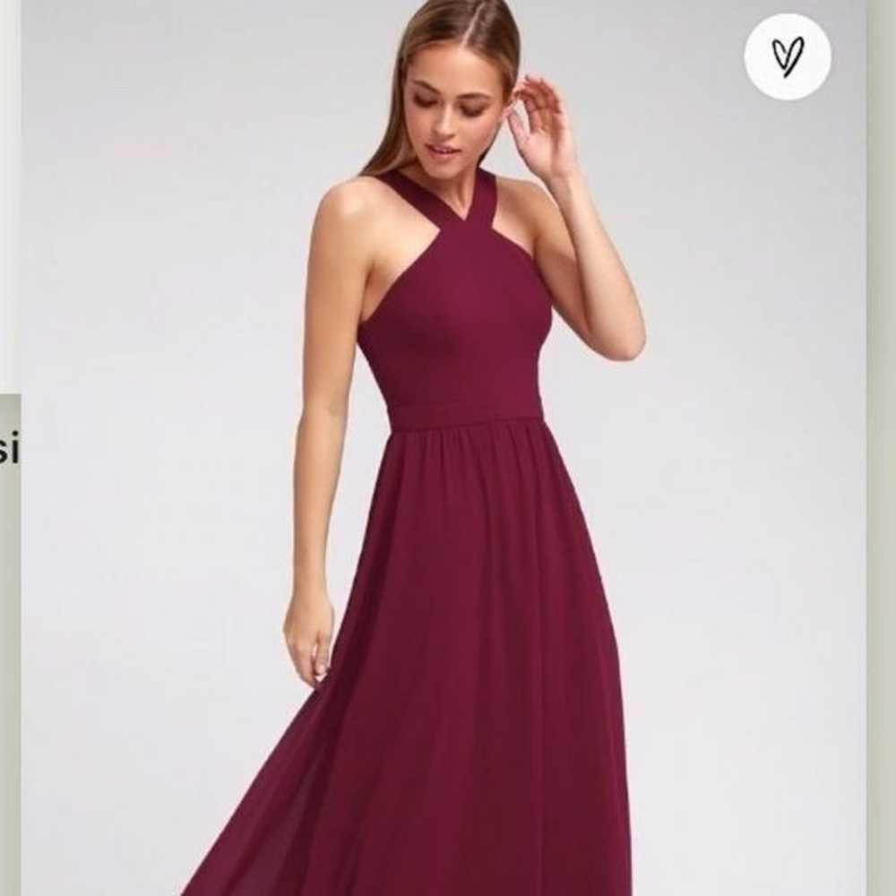 Lulus Air of Romance Burgundy Maxi Dress Size Lar… - image 4