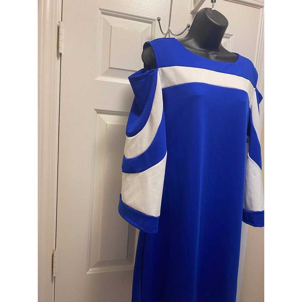 Elapsy Royal Blue & White Womens Mini Dress 3/4 F… - image 1