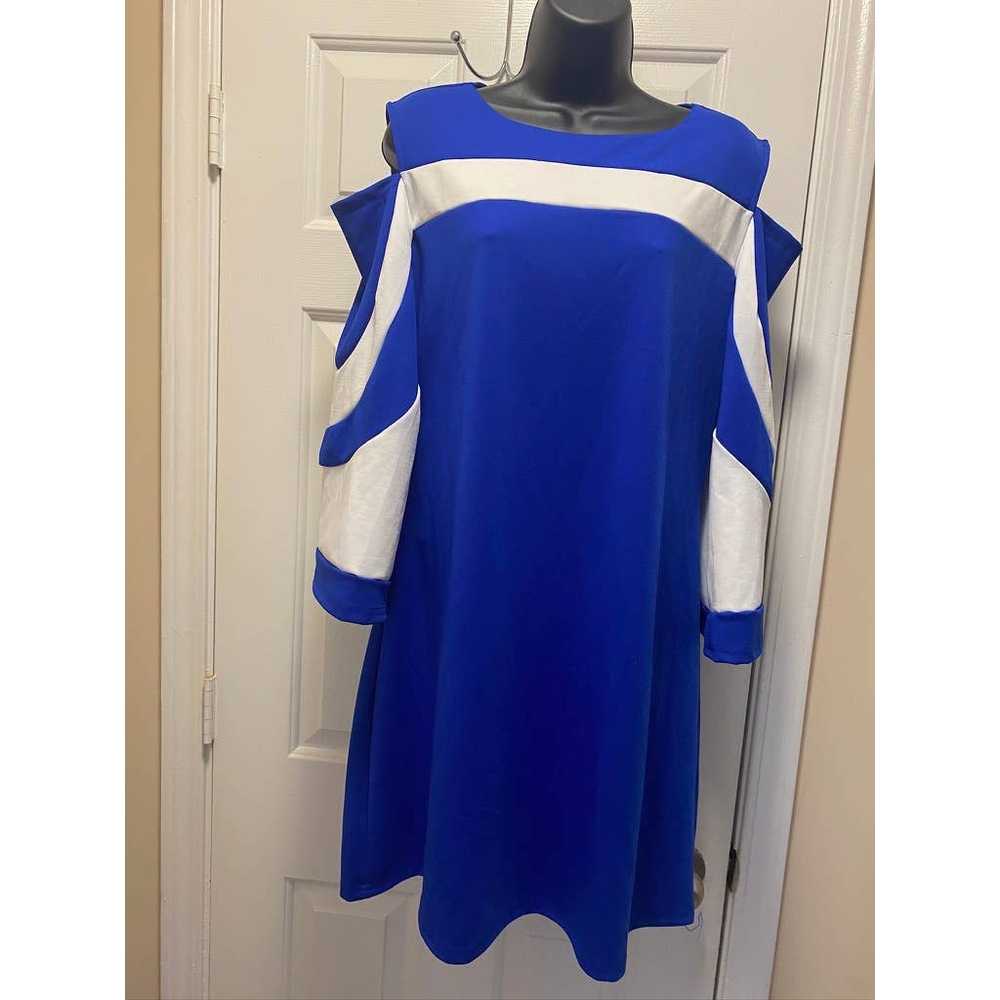 Elapsy Royal Blue & White Womens Mini Dress 3/4 F… - image 4