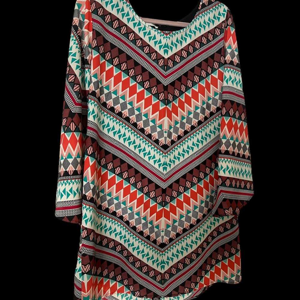 Wrangler Bell Sleeve Aztec Print woman’s Dress si… - image 1