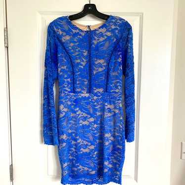 Blue Long Sleeve Lace Dress