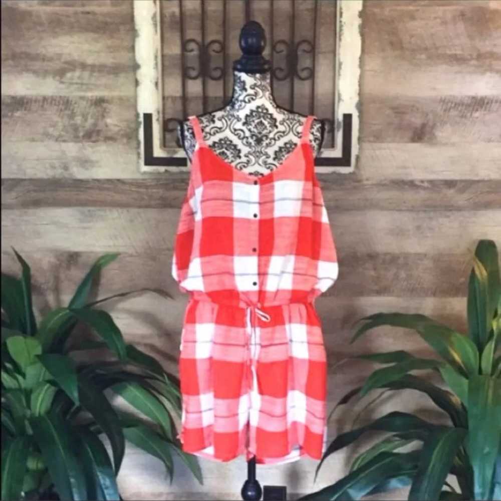 Red & White Gingham Romper - image 1