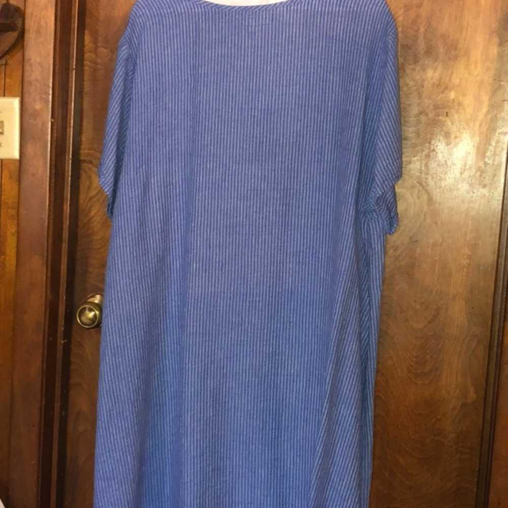 Linen Dress with blue and white lines - image 2