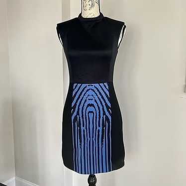 Tibi Black and Blue Sleeveless Dress