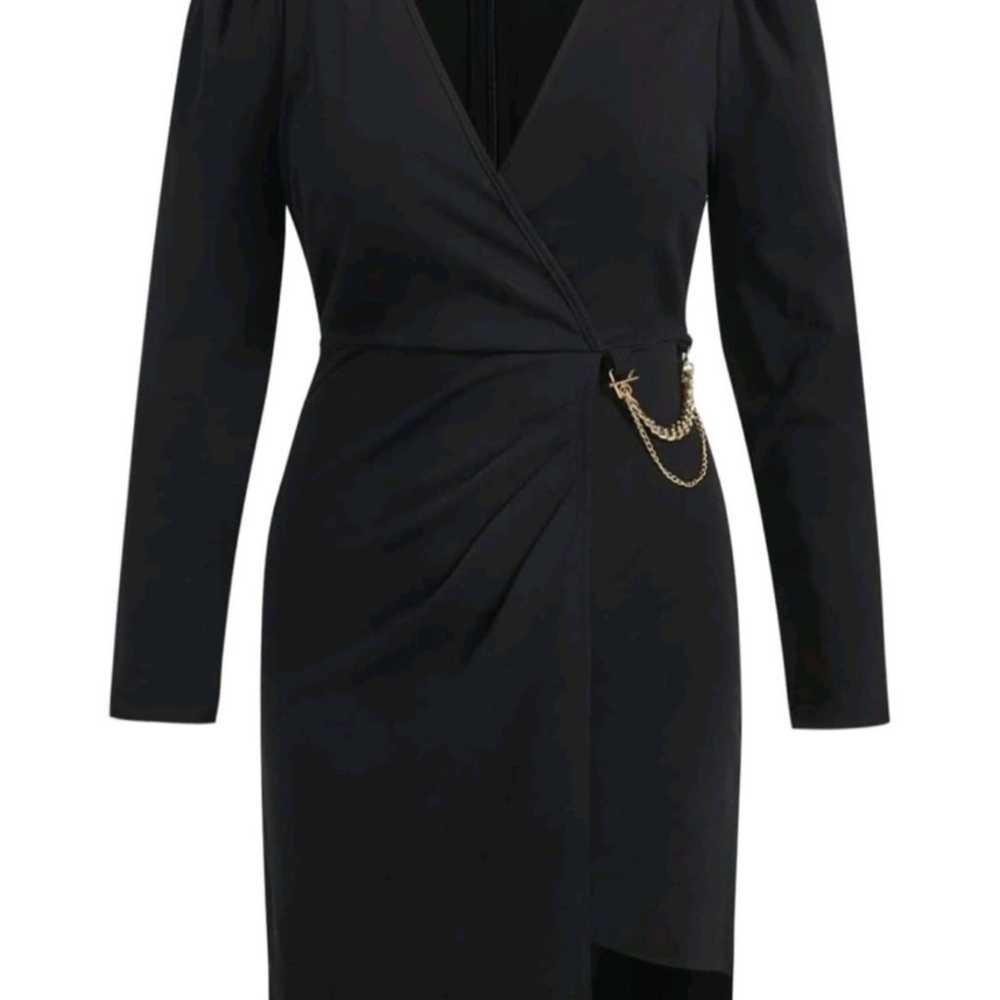 Black sheath dress with chain detail - image 2