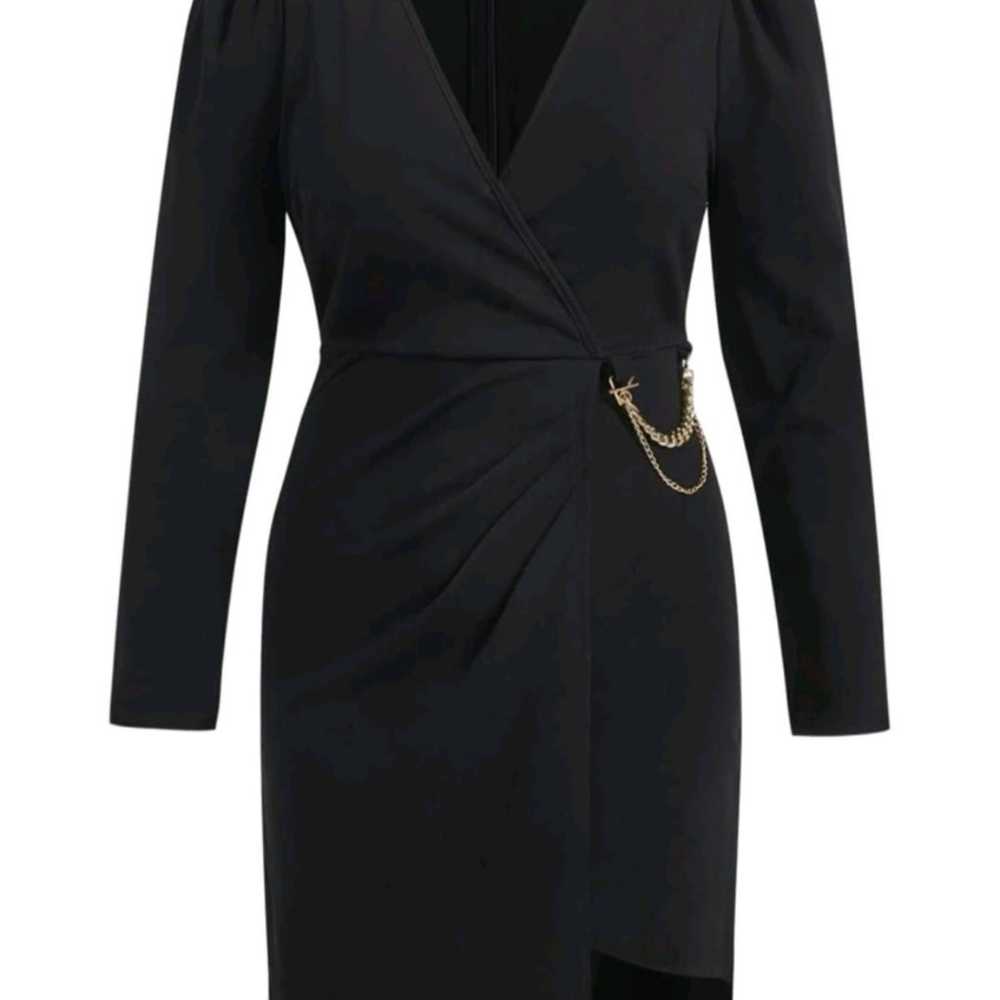 Black sheath dress with chain detail - image 3