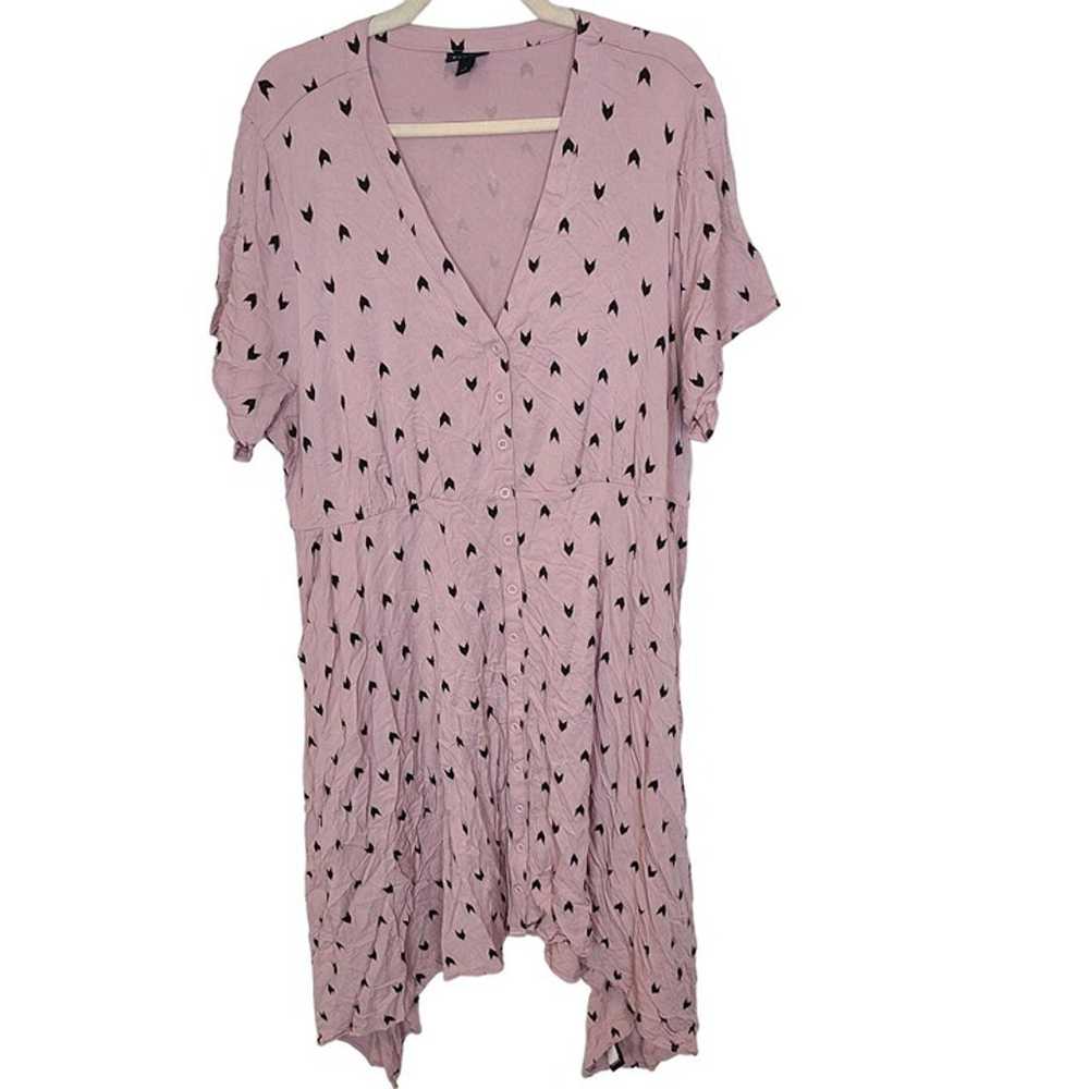 Torrid Womens 3X Pink Ikat Short Sleeves Button F… - image 1