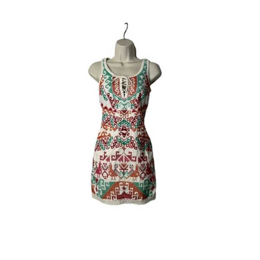 Free People Aztec Embroidered Shift Dress Tribal … - image 1