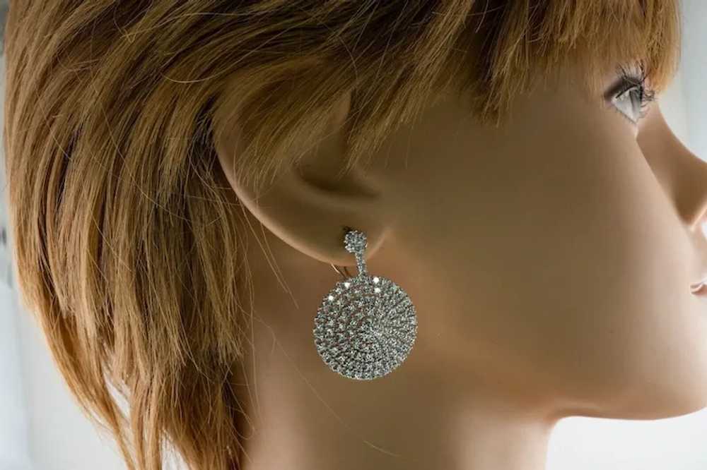 Diamond Earrings 14K White Gold Dangle Drop Geome… - image 10