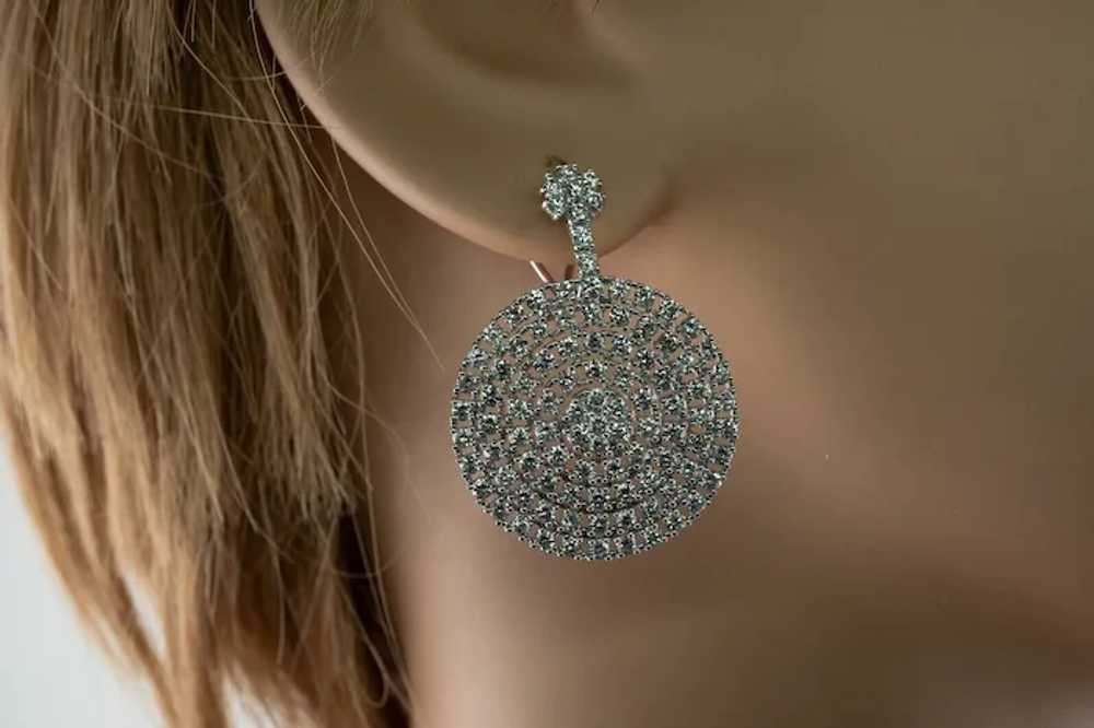 Diamond Earrings 14K White Gold Dangle Drop Geome… - image 6