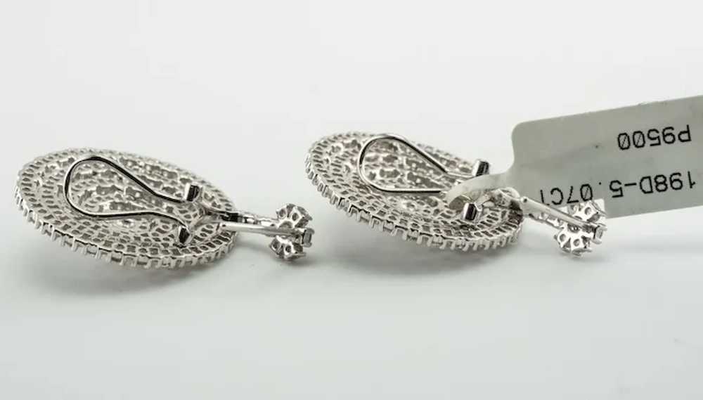 Diamond Earrings 14K White Gold Dangle Drop Geome… - image 7