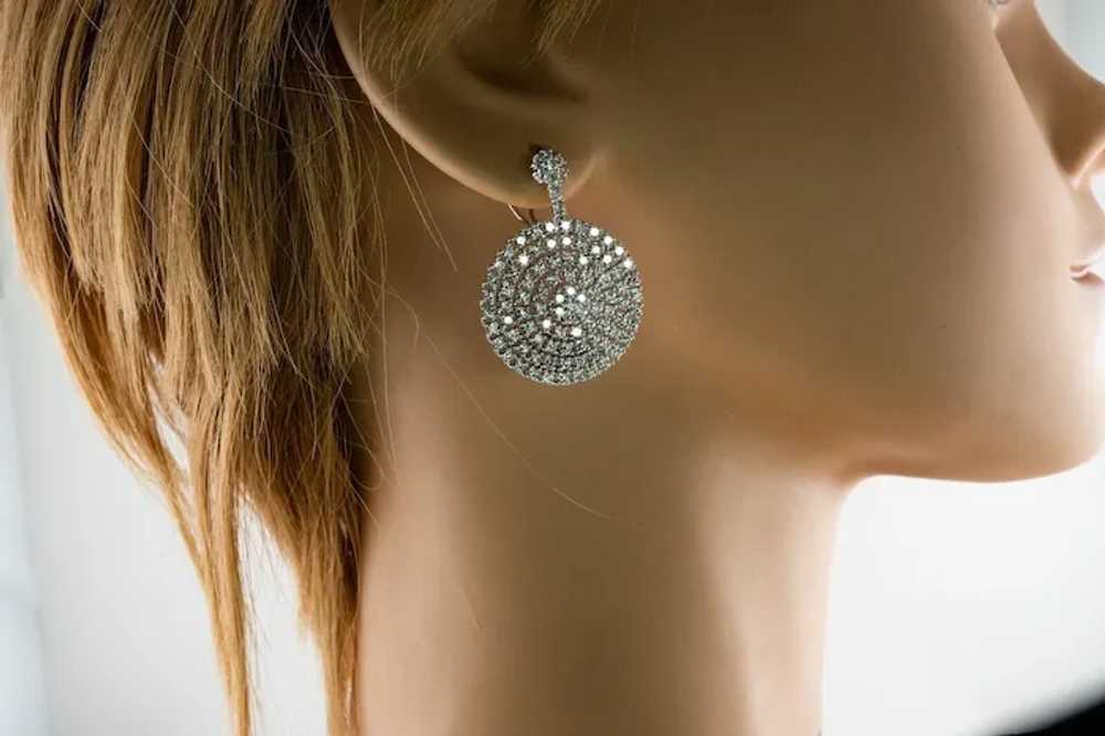 Diamond Earrings 14K White Gold Dangle Drop Geome… - image 8