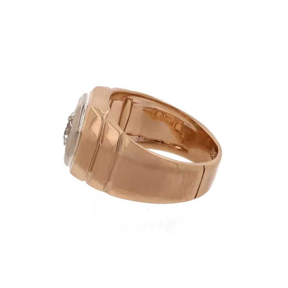 Men's Solitaire Diamond Signet Ring 14K Two-Tone … - image 3