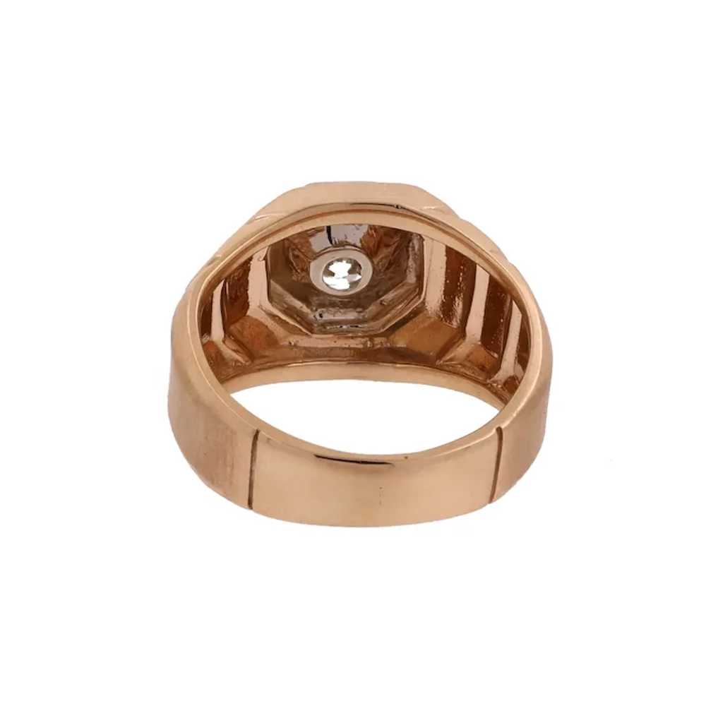 Men's Solitaire Diamond Signet Ring 14K Two-Tone … - image 6