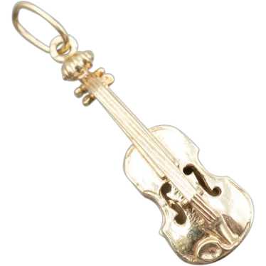 Polished 14-Karat Gold Violin Charm Pendant