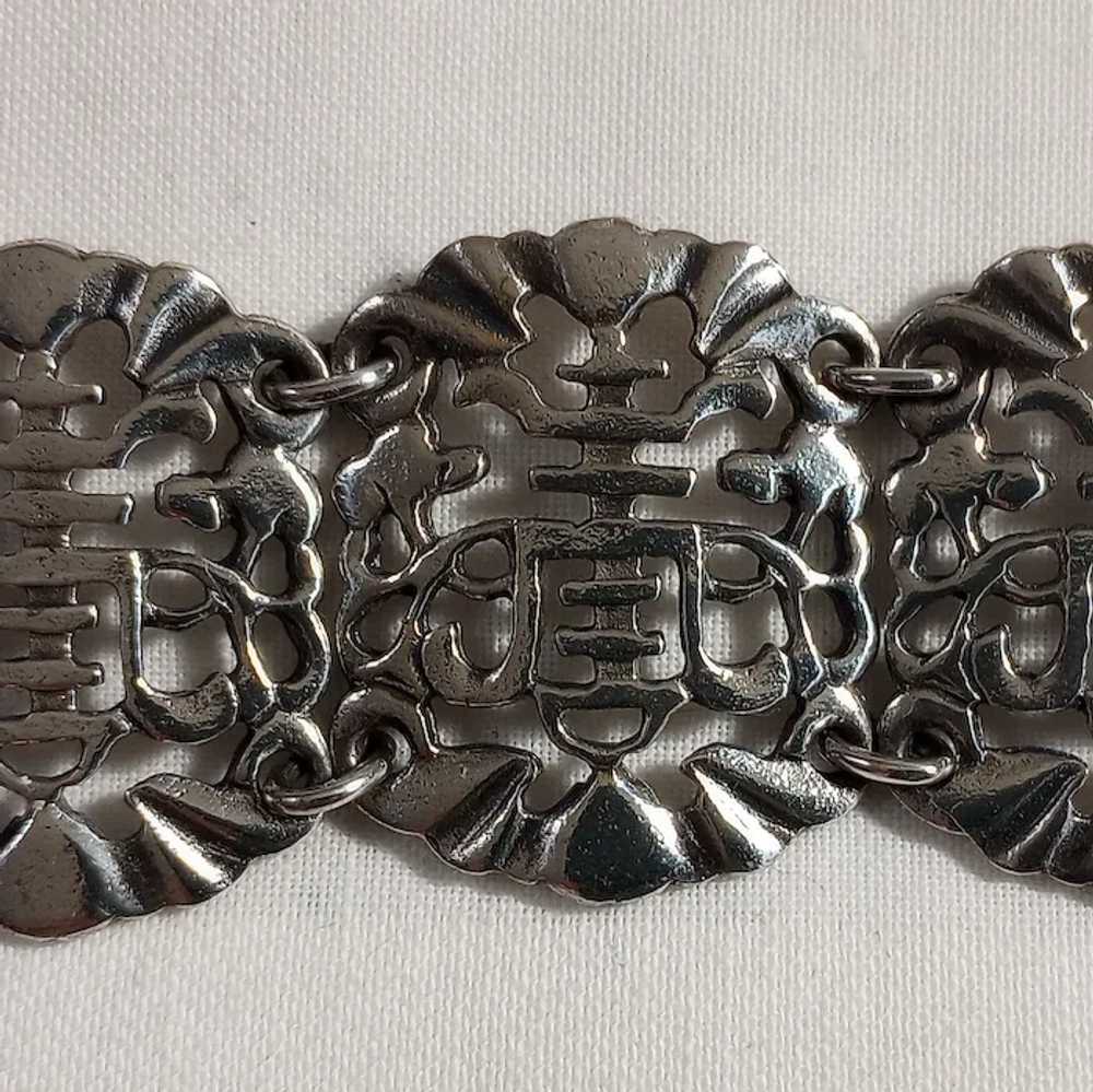 Napier Asian symbol plaques bracelet silver plated - image 2