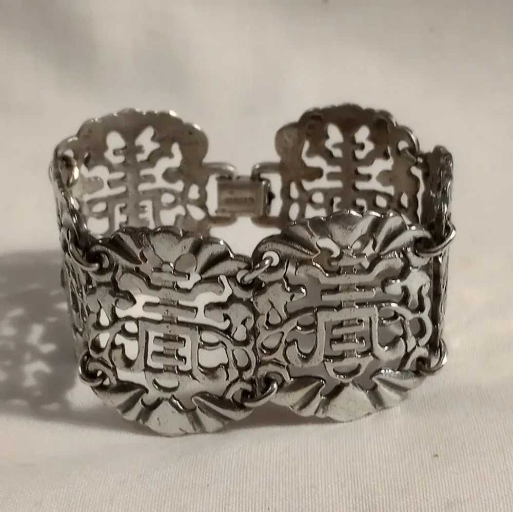 Napier Asian symbol plaques bracelet silver plated - image 3
