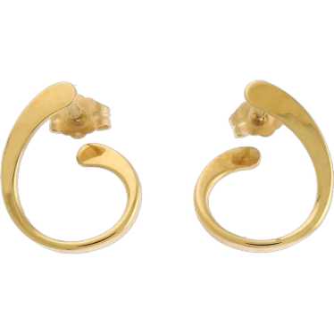 Tom Kruskal Hand-Forged Cobra Earrings in 14k Yell