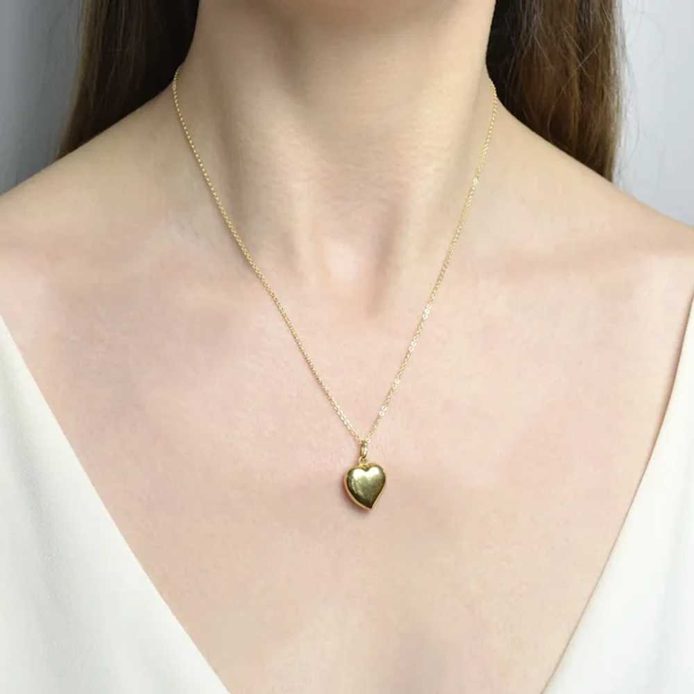 Vintage 14k Gold Heart Necklace - image 3