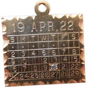 Vintage April Calendar Charm With Diamond No Mono… - image 1