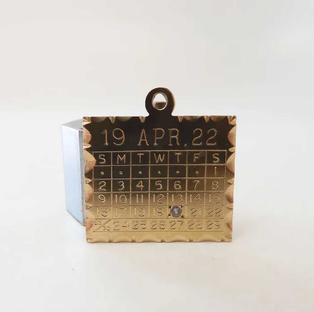 Vintage April Calendar Charm With Diamond No Mono… - image 5