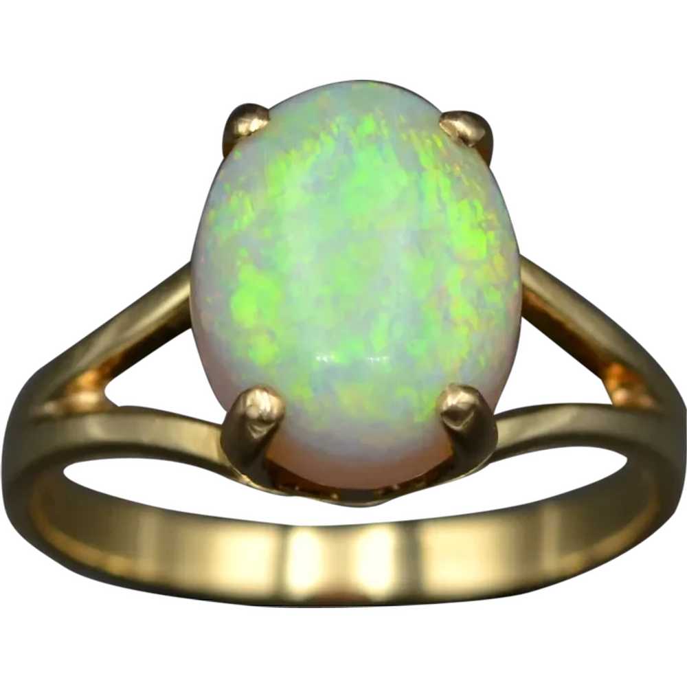 Vintage White Opal and 14k Gold Solitaire Ring - image 1