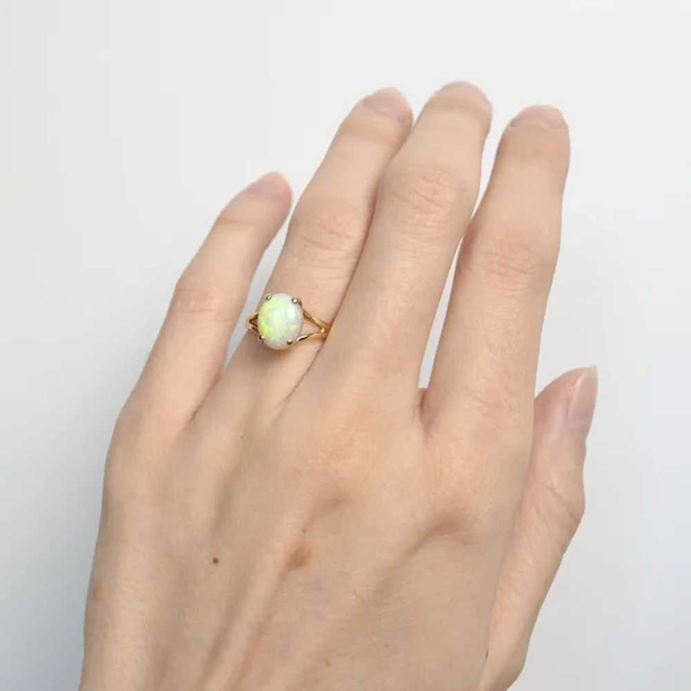 Vintage White Opal and 14k Gold Solitaire Ring - image 2