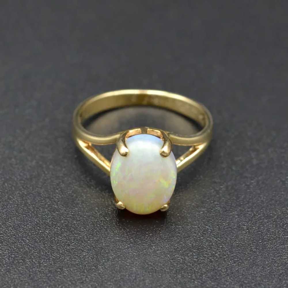 Vintage White Opal and 14k Gold Solitaire Ring - image 7