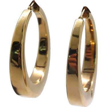 Big Shiny Taped Hoops, 14k Yellow Gold