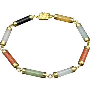 Vintage 14k Gold and Jade Link Bracelet - image 1