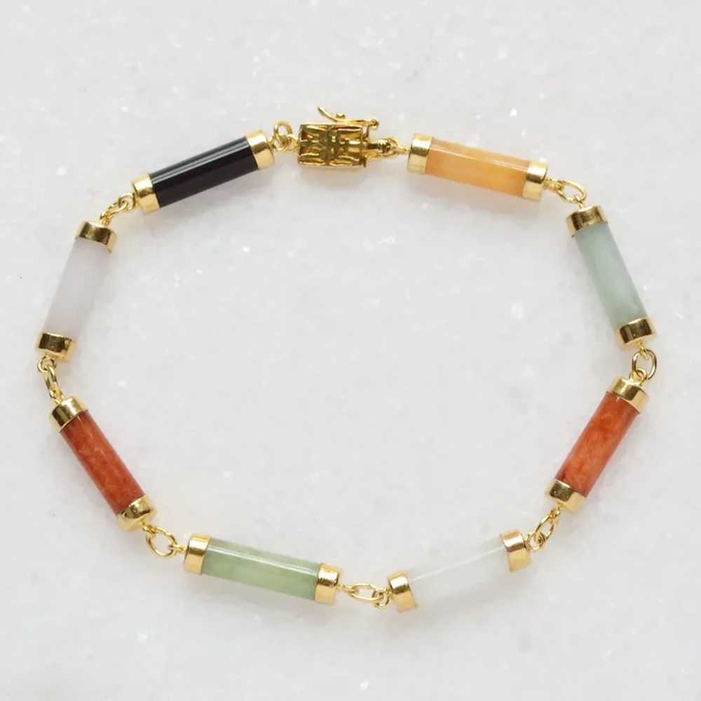 Vintage 14k Gold and Jade Link Bracelet - image 2