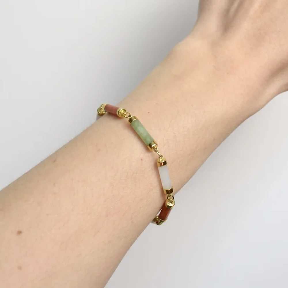 Vintage 14k Gold and Jade Link Bracelet - image 3