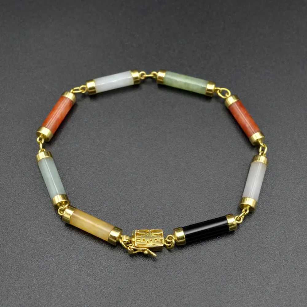 Vintage 14k Gold and Jade Link Bracelet - image 5