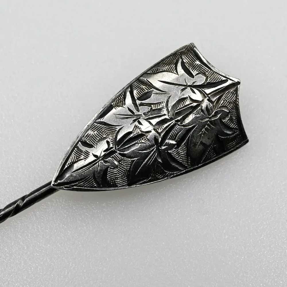 Victorian Sterling Silver Engraved Shield Stick P… - image 3