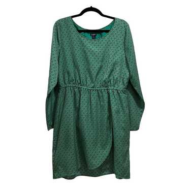 J. Crew long sleeve dress green diamond print siz… - image 1