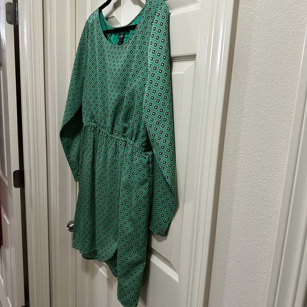 J. Crew long sleeve dress green diamond print siz… - image 4