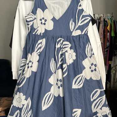 Rafaella Dress Women’s Size 14 Blue White Floral … - image 1