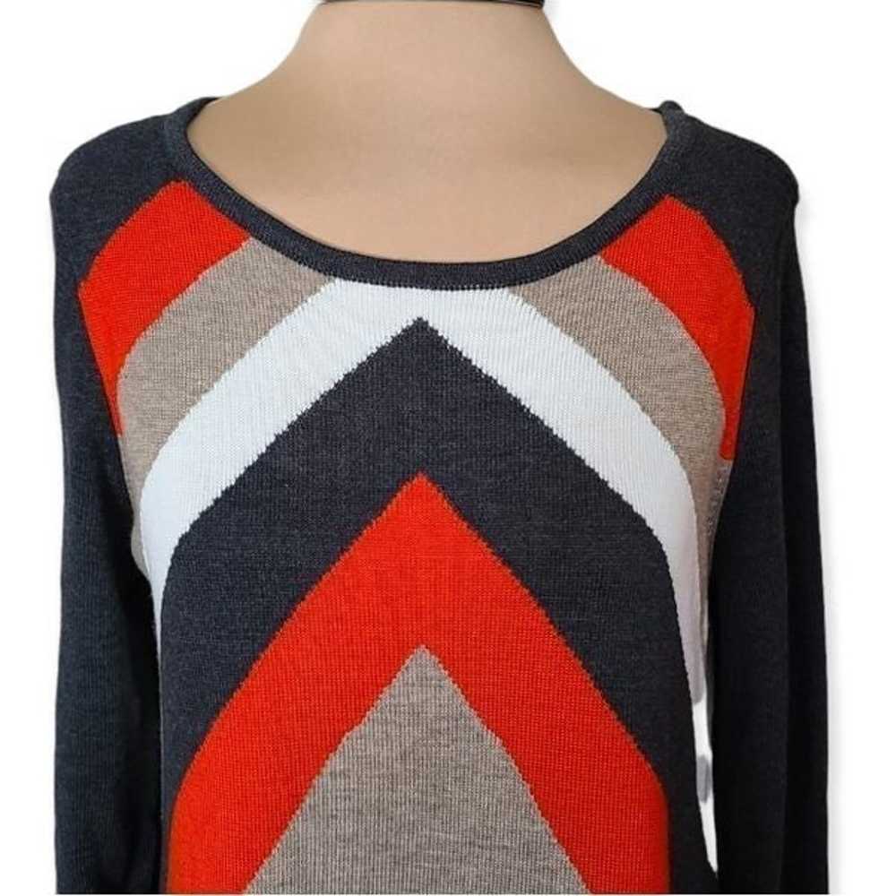 Eliza J Grey Colorblock Geometric Print Sweater D… - image 3